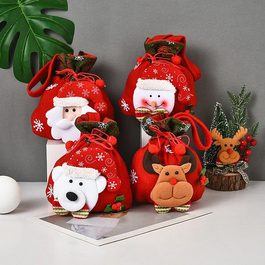 Cute Christmas Gifts Santa Doll Gift Bag Candy Bag Christmas Home Decorations Hanging Pendants Xmas Gifts Decoration