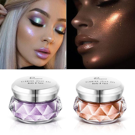 Face Highlighter Jelly Gel Mermaid Eye shadow Glow Body Glitter Festival Makeup Iluminator Gold Liquid Highlighter Bronzer