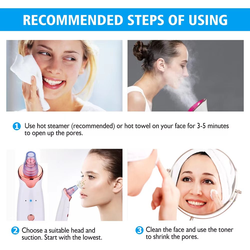 Blackhead Remover Pore Acne Pimple Removal Face T Zone Nose Water Bubble Cleaner Vacuum Suction Facial Diamond Steamer Oil Dirty - WS EMPORIUM