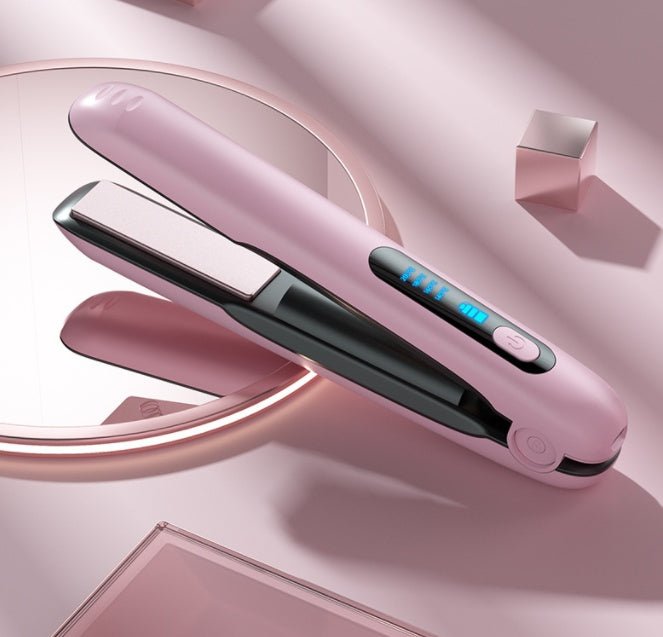 Wireless Hair Straightener Flat Iron Mini 2 IN 1 Roller USB 5000mAh Max 200 Degree Portable Cordless Curler 4 Levels Dry And Wet Uses - WS EMPORIUM