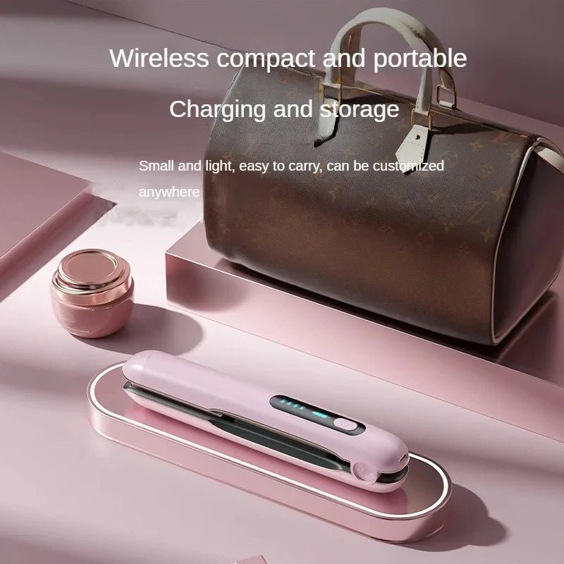 Wireless Hair Straightener Flat Iron Mini 2 IN 1 Roller USB 5000mAh Max 200 Degree Portable Cordless Curler 4 Levels Dry And Wet Uses - WS EMPORIUM